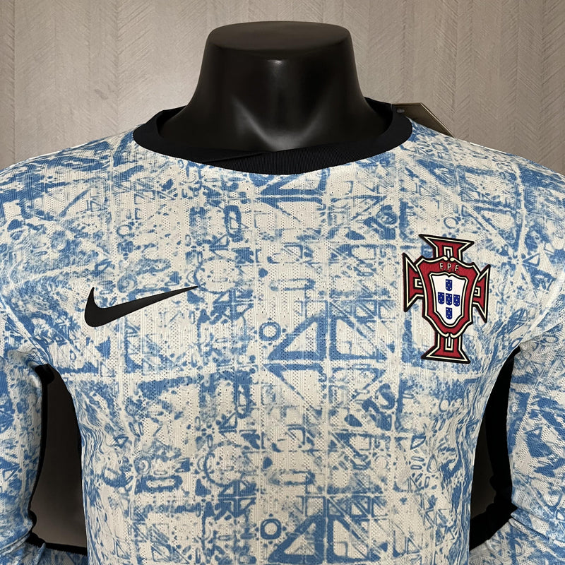 Camisa II Portugal | 24/25 Modelo Jogador Nike - Branca e Azul (Manga Longa)